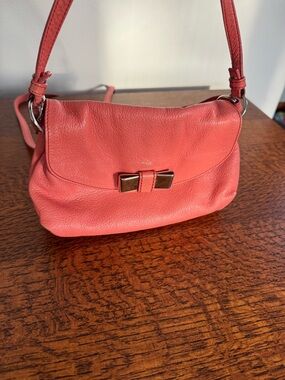 Chloe Lily Leather Two Way Coral Shoulder/Crossbody Bag w/COA
